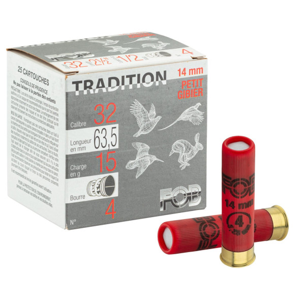 Cartouches FOB Tradition calibre 14 mm x 25 rouge – Rouge