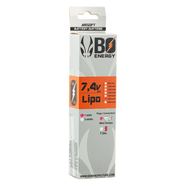 Batterie LiPo stick 2S 7.4V 1800mAh 25C BO Manufacture
