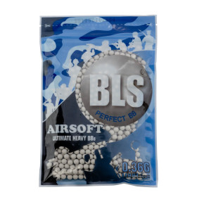 Billes airsoft BLS Ultimate Heavy 0,36g blanches – Sachet de 1000 billes – Blanc
