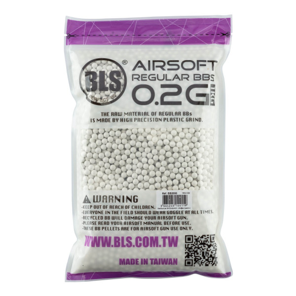 Billes airsoft BLS STD 6 mm 0,20 g blanches – Blanc