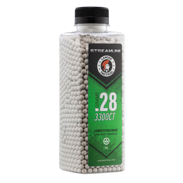 Billes airsoft biodégradables Lancer Tactical Streamline Bio blanches – Blanc