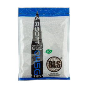 Billes airsoft biodégradables BLS BIO 0.45g 6mm blanches – Sac 1 kg – Blanc