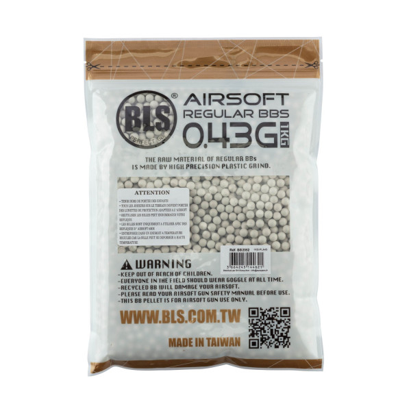 Billes airsoft biodégradables BLS BIO 6mm 0,43g blanches – Sac 1 kg – Blanc