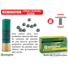 Cartouches chevrotines Magnum Remington Supreme Cal. 12/76 – Vert