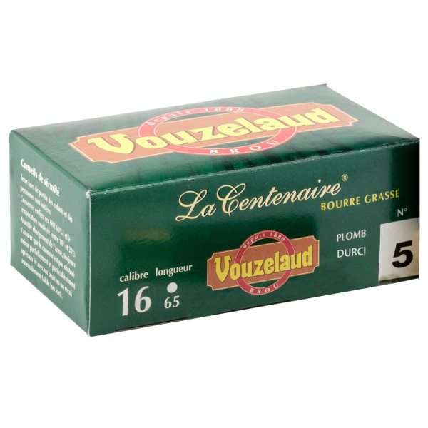 Cartouche de chasse Vouzelaud Centenaire 16/65 28 g calibre 16 – Vert