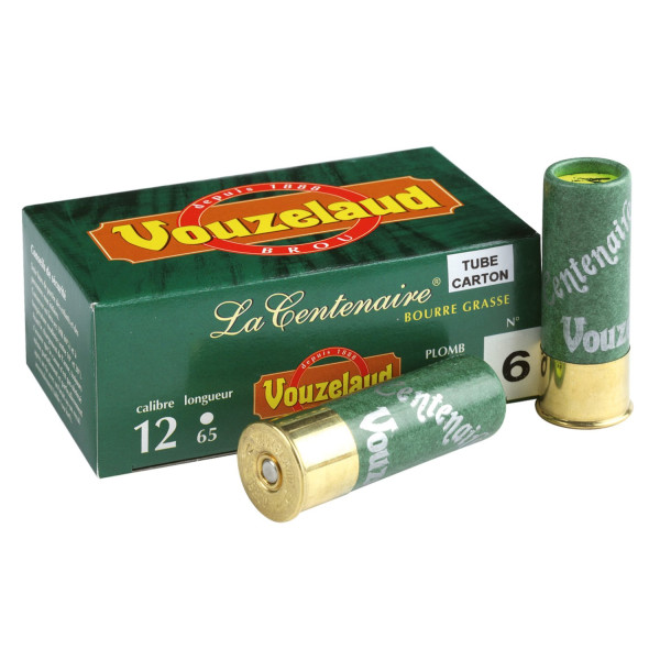Cartouches de chasse Vouzelaud La Centenaire tube carton calibre 12/65 – Vert