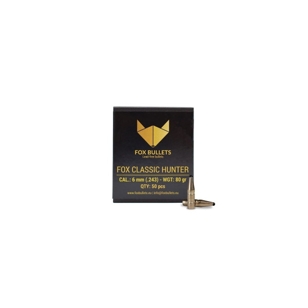 Ogives sans plomb Fox Bullets Classic Hunter 6 mm (.243) 80 gr – boîte de 50