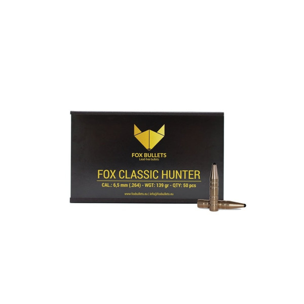 Ogives sans plomb Fox Bullets Classic Hunter 6,5 mm (.264) 139 gr - boîte de 50