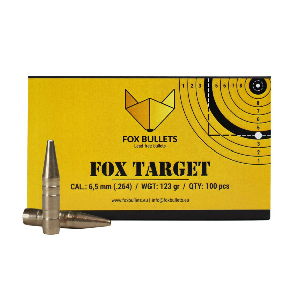Ogives sans plomb Fox Bullets Target 6,5 mm (.264) 123 gr – boîte de 100