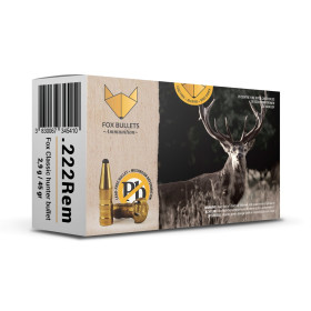 Cartouche sans plomb 222 Rem Fox Bullets Classic Hunter 45 gr boîte de 20