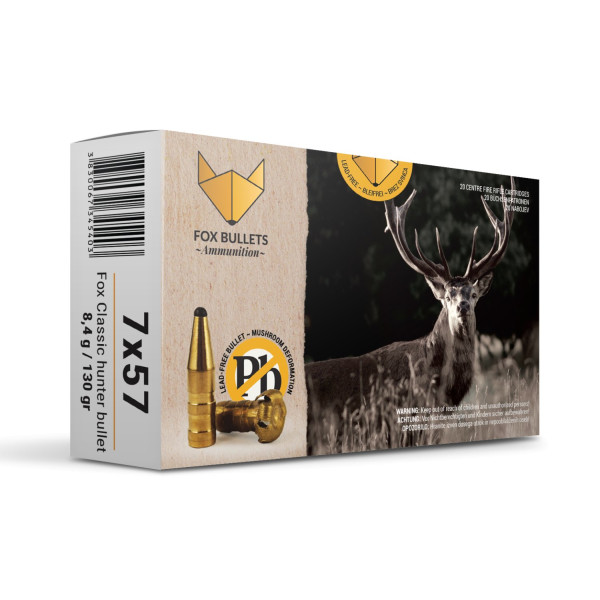 Cartouche sans plomb Fox Bullets Classic Hunter 7x57 130 gr – boîte de 20