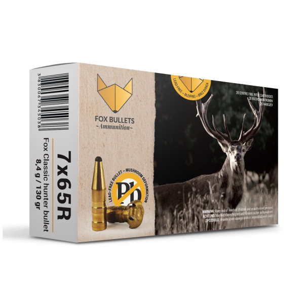 Cartouche sans plomb Fox Bullets Classic Hunter 7x65R 130 gr – boîte de 20