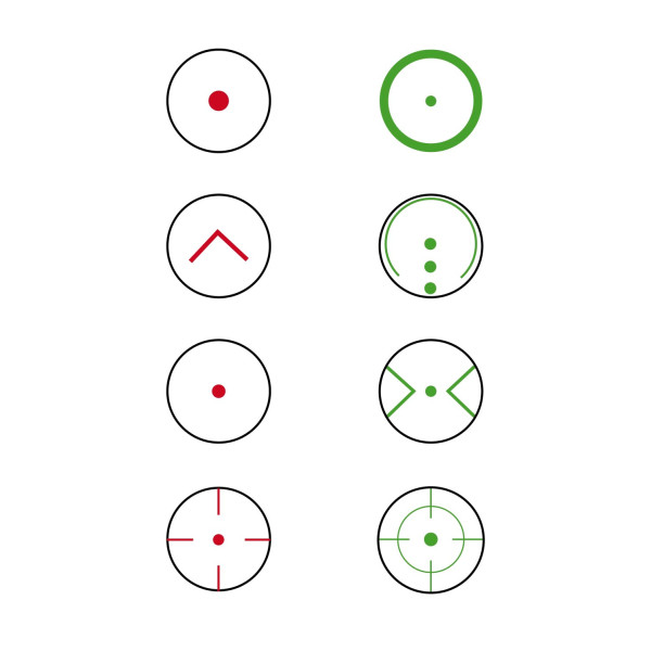 Point rouge Konus Sight Pro R8 1x40 à 8 réticules lumineux interchangeables rouge et vert