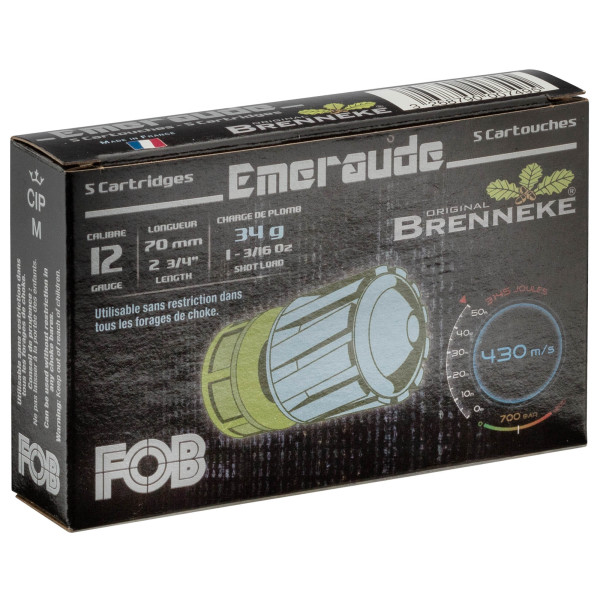 Cartouche Fob Émeraude 12/70 : Polyvalence pour grand gibier