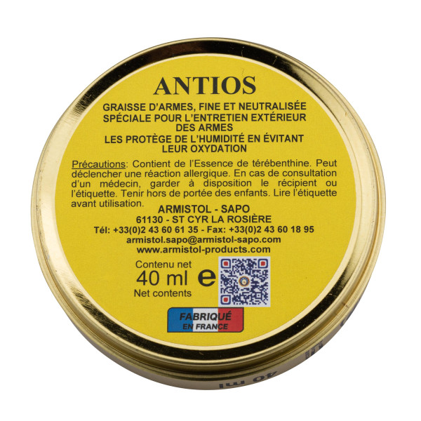 Protection Antirouille Durable pour Armes - Graisse Antios 40 ml