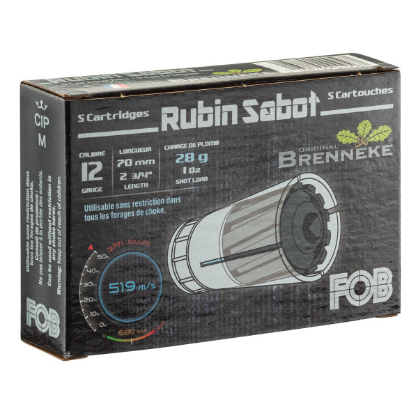 Cartouche Fob Rubin Sabot 12/70 - Précision et Puissance pour Grand Gibier