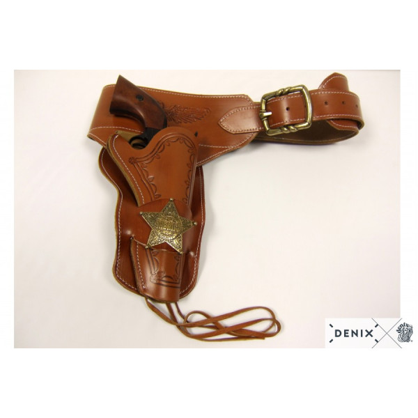 Ceinturon Western en Cuir avec Holster Sherif - Style Authentique