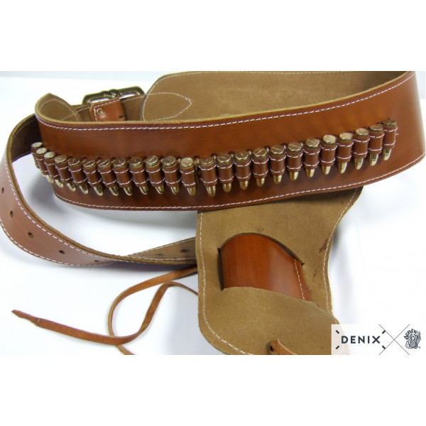 Ceinturon Western en Cuir avec Holster Sherif - Style Authentique
