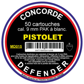 Cartouches 9 mm PAK à Blanc : Puissance Sonore pour Pistolet d'Alarme
