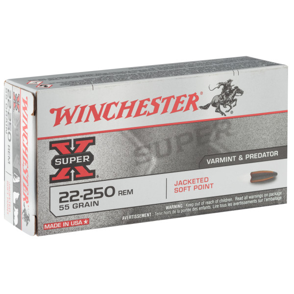Winchester 22-250 REM JSP 55 gr : Précision et Impact Puissant