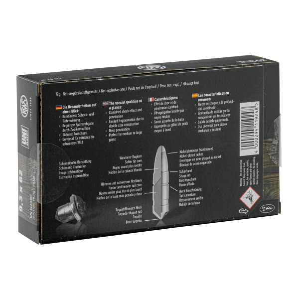 Munitions RWS 9.3x62 UNI Classic : Puissance et Précision pour Gros Gibier