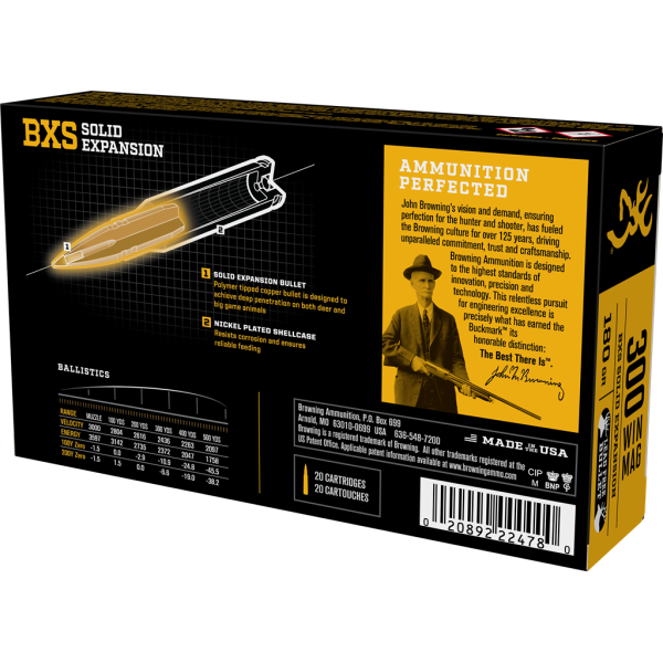 Browning .300 Win Mag BXS 180 gr : Puissance et Précision Ultimes