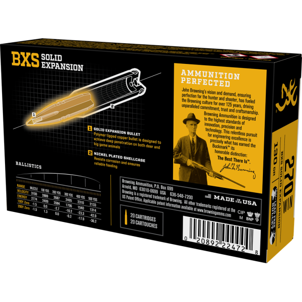 Browning .270 Win BXS 130 gr : Puissance et Précision pour Grand Gibier