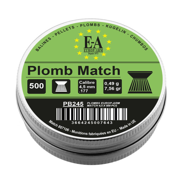 Plombs Match Europ-Arm 4,5 mm : Précision Ultime pour le Tir Sportif